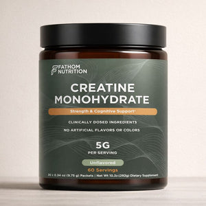 Fathom Nutrition Creatine Monohydrate supplement container — pure micronized creatine, no fillers