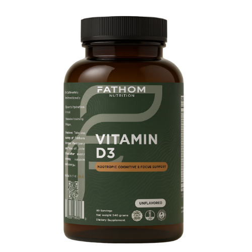 Fathom Nutrition Vitamin D3 supplement bottle on a white background