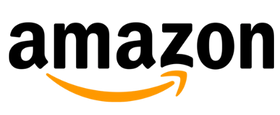 Amazon logo with black text and orange arrow on a white background