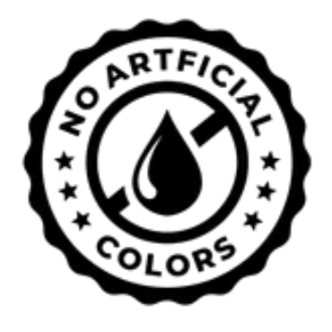 Logo with 'No Artificial Colors' text and a droplet symbol on a white background